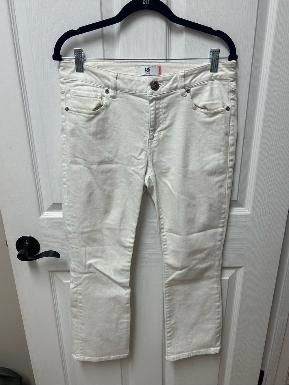 Cabi White Kick It Crop Jeans - Slim Straight Fit
